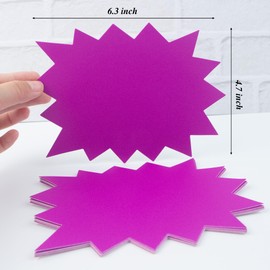 30 PCS Star Burst Signs Paper, 4.7 x 6.3 inches Starburst Signs Fluorescent Neon Signs Blank Star Shape Retail Sale Tags Burst Paper Signs for Retail Store, Party Favors,Garage Sale Sign and Etc.