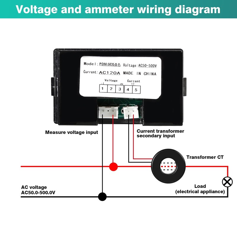 Jadeshay LCD Voltmeter Ammeter AC50-500V 0-120A Voltage Meter Electricity Meter