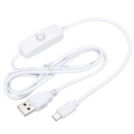 MECCANIXITY USB Cable with 501 ON/Off Switch, USB Male to Micro USB Male Power Cable 100cm for Digital Equipment LED Desk Lamp LED Strip White Pack of 4
