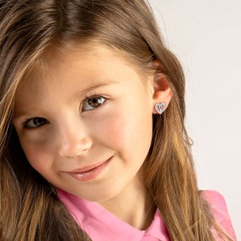 SILVERCUTE 925 V Earrings Sterling Silver Hypoallergenic Dainty Small Sleeper Earrings Simulated Diamond CZ Heart Initial Stud Earrings for Women Girls