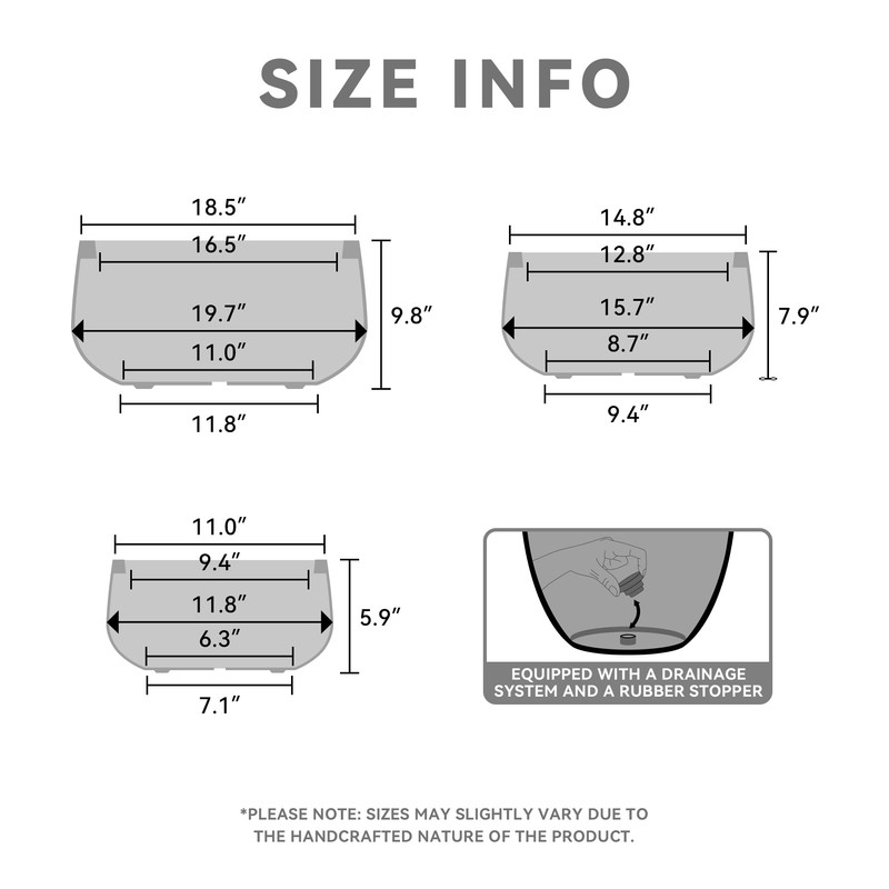 Kante 19.6",15.7",11.8" Dia Round Concrete Planters Set of 3, Outdoor