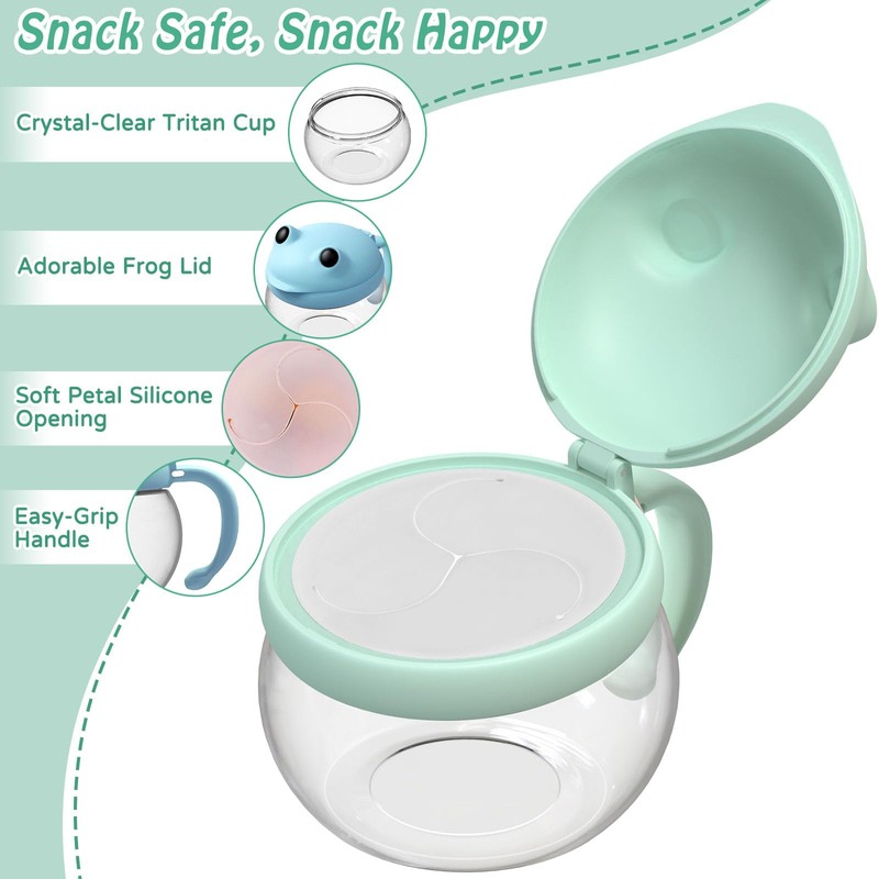 SELEWARE No Spill Snack Cups for Toddlers 2-Pack - Spill-Proof
