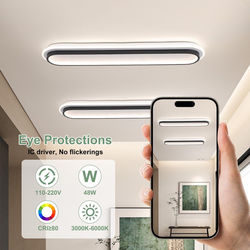 Vloitgol Modern Linear Ceiling Light, 31.5Inch Dimmable LED Flush Mount