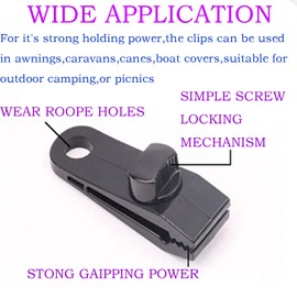 KEWAYO Tarp Clips, Thumb Screw Tent Clamps, 12Pcs Tarp Clips Awning Clamp Set Tent Clip Locking Clamp Design for Tents Secures Tarps Car Covers