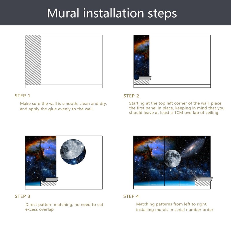 PYFFYP- Galaxy Wallpaper Blue Planet Wall murals for Ceiling （Not