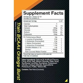 Aminoácidos Rule 1 Train BCAAs con Electrolitos 450g Sabor Orange Burst                                                                               