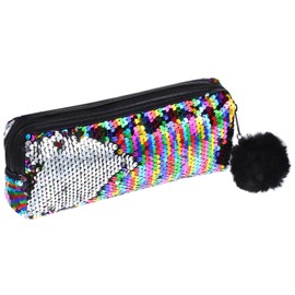 FRCOLOR Glitter Sequin Pencil Case Mermaid Makeup Bag Multi Functional Travel Pouch for Pens Makeup Accessories Durable Polyacrylic Great