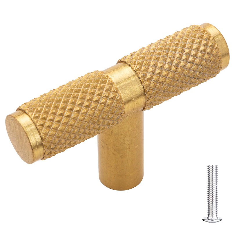 Decoranddecor Aurelia - Knurled Round Kitchen Cupboard Handles | T-Bar