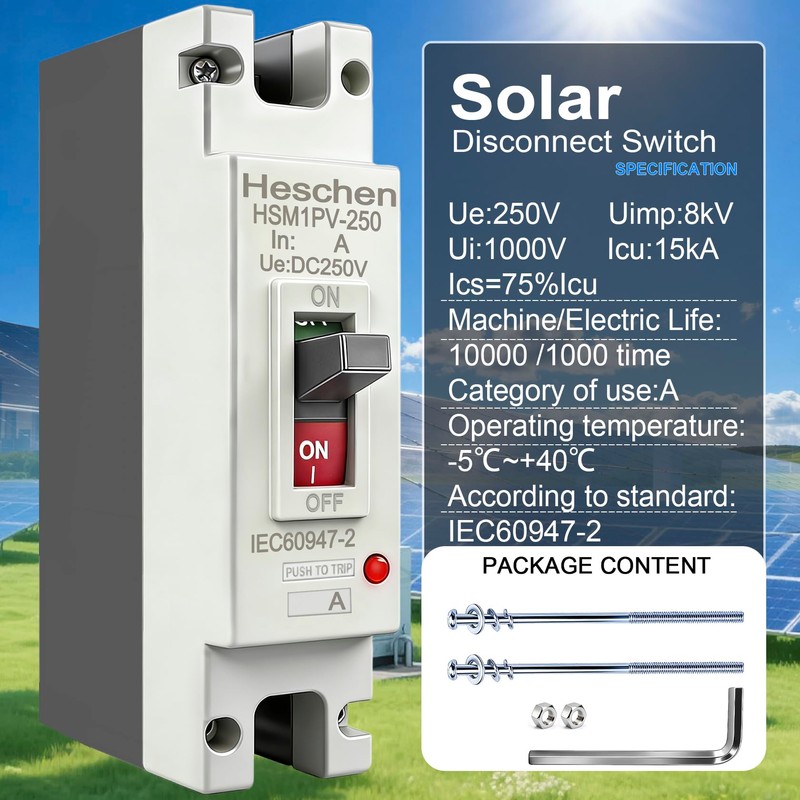 Heschen DC Molded Case Circuit Breaker MCCB, 1 Poles, DC