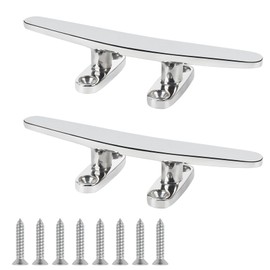 ORLANG 6 Inch 316 Stainless Steel Boat Cleats, Open Base Dock Cleat with Fasteners, Boat Dock Cleat Rope Cleat for Boat Docks, Decks or Nautical Decor (2 Pack), BSS-003