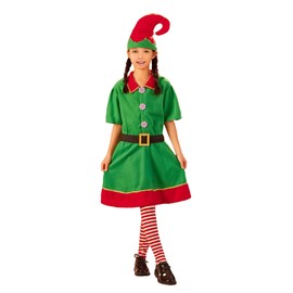 Christmas Elf Costume for Parents and Child Short Sleeve Dress and Hat Belt Socks Family Matching Outfits (Girl, 7-8 Years, Girl)