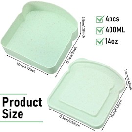 Toast-Shaped Sandwich Container, 2 Piece Plastic Storage Box for Lunch, Toast Shape Sandwich Containers Bread Boxes