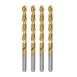 uxcell High Speed Steel Straight Shank Twist Drill Bit Fully Ground Titanium Coated 6.8mm Drill Diameter 34mm Total Length 12mm Drill Bit Length 4 Pcs