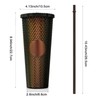 Joymaking Studded Tumbler with Straw and Lid, Double Walled Cold
