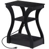 Segawe 3 Tier End Table with USB & Charging Station