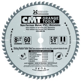 CMT 225.060.08 Industrial Non-Ferrous Metal, PVC & Melamine Saw Blade, 8-1/2-Inch x 60 Teeth TCG Grind with 5/8-Inch Bore