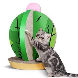 FluffyDream Cat Condo Scratcher Post Cardboard, Cactus Shape Cat Scratching House Bed Furniture Protector, Green Colour