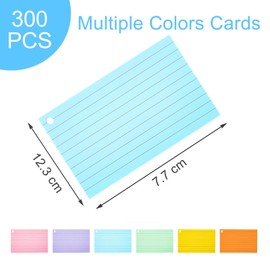 Ztowoto 300 Sheet Flash Cards，3.3 * 4.9 Inch Lined Revision Cards includes 6 Plastic Rings,Premium Flashcards Perfect for School, Office, and Home，Revision Flash Cards Ideal for Studying（6 Colors）