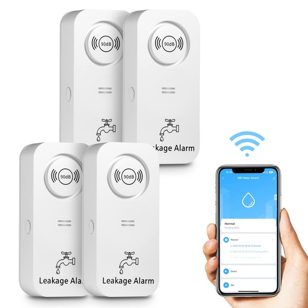 WiFi Water Leak Detector (2.4G WiFi), 90 dB Water Detector