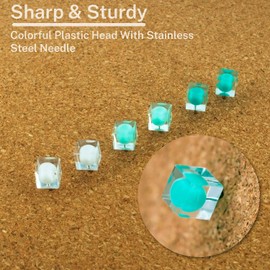 100PCS Clear Push Pins Cute Push Pins Decorative for Cork Board, Bulletin Board, Memo Board or Wall (White Green)