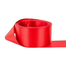 Red Satin Ribbon - 50mm Wide - 3 Meters - Many Colours - Buy 3 & Get 1 Free for Gifts Wrap, Party, Decoration, Cloth, sew, Crafts, Wedding, Events