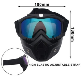 Riloer Motorcycle Offroad Glasses Mask, Removable Windproof, UV Proof and Snowblind Glasses Mask, Used for Motorcycle/Biking, Cross-Country, Mountaineering, Skiing, Grey Lenses