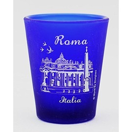 Rome Italy Vatican Cobalt Blue Frosted Shot Glass