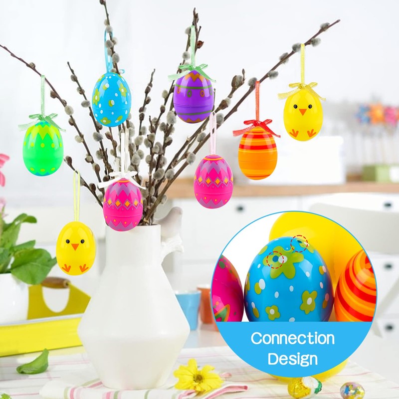 Hyran Pack of 24 Easter Eggs for Hanging, Easter Eggs