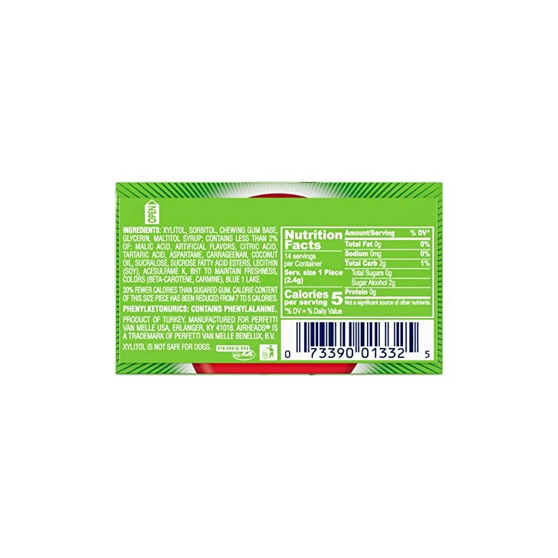 Airheads Chewing Gum, Sugar Free Gum with Micro-Candies, Watermelon Flavor