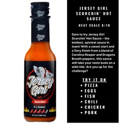 Jersey Girl Scorchin' No Salt/Sodium Free Hot Sauce 5oz (Carolina Reaper & Dragon's Breath Pepper Sauce (2 Pack) - All Natural