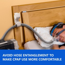 CPAP Hose Holder - CPAP Hose and Masks Holder for Bed with Anti-Skid Function Against Hose Tangling and Keeps The Nightstand Organized,Includes CPAP Strap Covers X2,CPAP Accessories,White