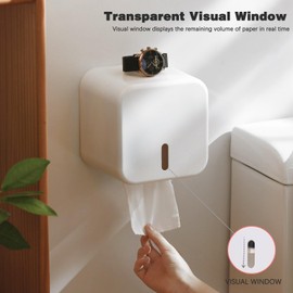 Colist Toilet Paper Holder Wall Mounted self Adhesive Toilet Roll Holders No Drilling Waterproof/Dustproof/Cat Proof Paper Roll Dispenser for Bathroom Toilet RV Car Trave(Large)