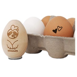 Pair of Hearts Love Chicken Egg Rubber Stamp - 1/2 Inch Mini
