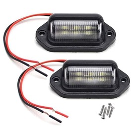 JEDEW 2 PACK License Plate Light, 12V 6-SMD LED License Plate Lamp Taillight for Truck SUV Trailer Van, Step Courtesy Lights, Dome/Cargo Lights