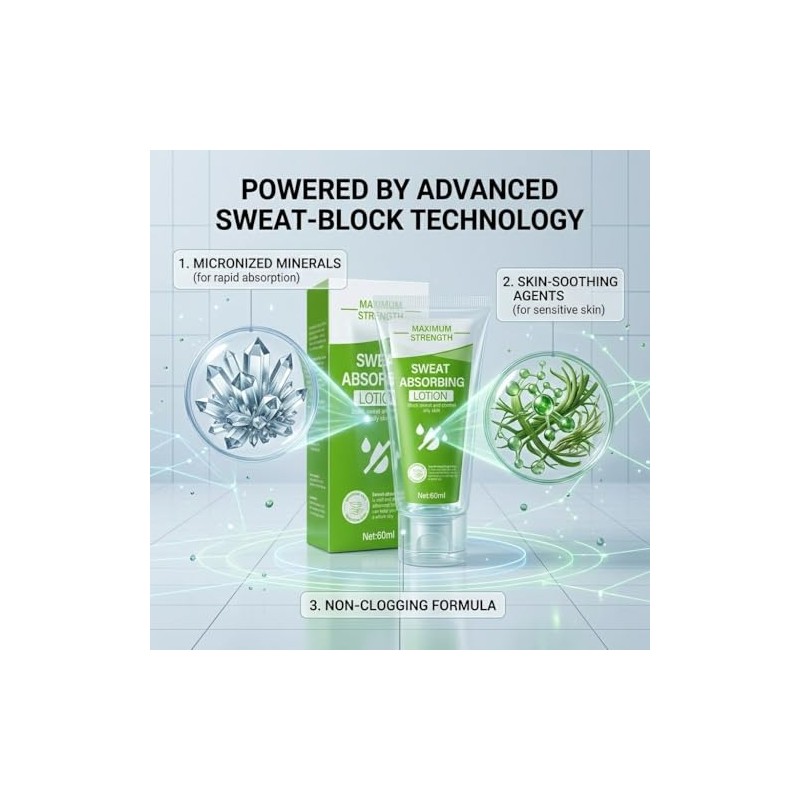 Face Antiperspirant, 2Fl.Oz Long-Lasting Sweat Absorbing Lotion