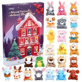 LIHAO Christmas Advent Calendar 24 Days Countdown Calendar with Plush Animal Toys for Kids Xmas Gifts
