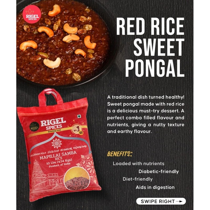 Rigel Spices | Mappillai Samba Red Rice | 12+ MONTHS