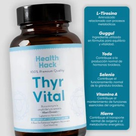 Thyr Vital con L-Tirosina, Guggul, Yodo y Selenio | Hierro Zinc y Magnesio + Vitamina A | Energía Diaria y Bienestar General | Rutina Equilibrada de u