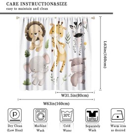 SGLyuliang Nursery Curtains, Jungle Curtains, Safari Curtains for Nursery, Giraffe Painted Curtains Animal cub Curtains for Nursery Kids Room Classroom W63xL63 Inch