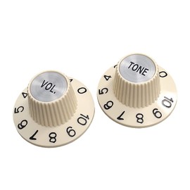 YJB PARTS Sombrero Knob Silver Top Inch (Aged White/VOL.+ TONE)