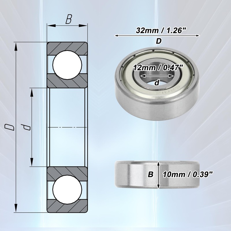 ACROPIX 6201z Deep Groove Ball Bearings P6 12x32x10mm Lubricated Bearings