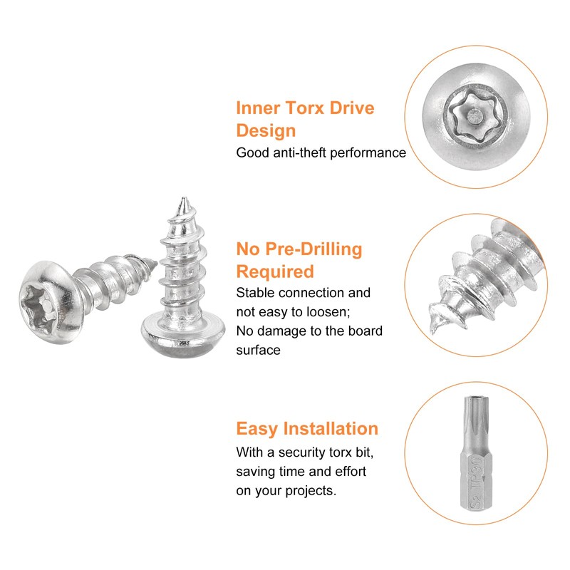 QUARKZMAN M6 x 12mm Torx Pan Head Security Sheet Screws