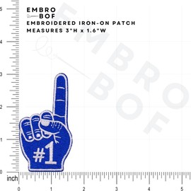 EMBRO BOF Parche azul de un dedo para animar – Parche de 3 pulgadas, parche para planchar Cool Cheer – Parches bordados para el día del juego para sombreros