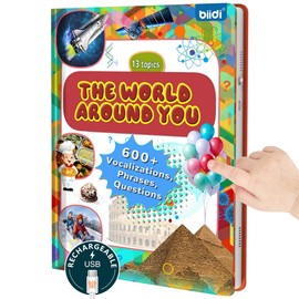 biidi Interactive Sound Book for Kids Children,English Words Talking Book Activity for Toddler Age 3-5,Educational Learning Travel Toys for Boys Girls Birthday Gift 3 4 5 6 Year Old,Sensory Autism Toy