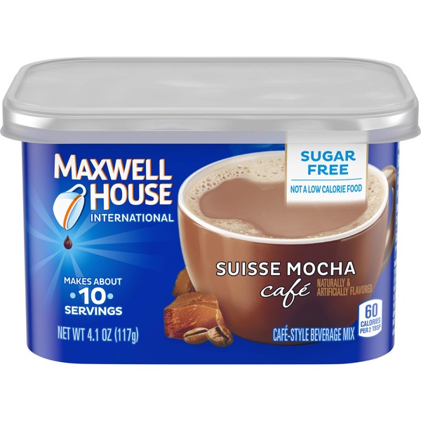 Maxwell House Suisse Mocha Cafe Sugar-Free Beverage Mix (4.1 oz Cans, Pack of 8)