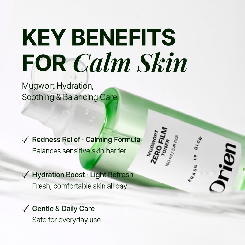 Orien Mugwort Zero Film Toner 5.41 fl.oz. 160ml ㅣpH5.5 Calming,