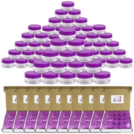 (Quantity: 600 Pieces) Beauticom 10G/10ML Round Clear Jars with Purple Lids for Lotion, Creams, Toners, Lip Balms, Makeup Samples - BPA Free