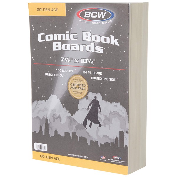 BCW-BBGOL -Golden Age Size Comic Backing Boards - (100 Boards)
