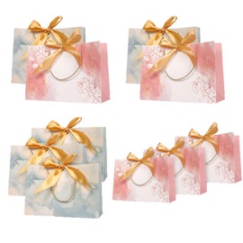 Winmist Glimpse 10Pcs Gift Bags with Handles 12.6 * 9.8 * 4.3 Inch Paper Bag with Bow Ribbon Birthday Party Favor Bags for Wedding Graduation Baby Shower (Blue *5+ Pink *5)