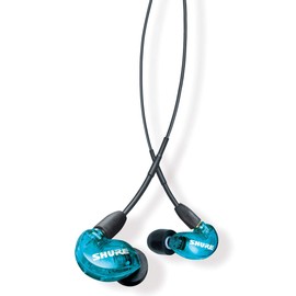 SHURE AONIC 215 SE215DYBL+UNI-A Special Edition Sound Isolating Earphones with Mic, In-Ear, Wired, Wireless Conversion Compatible, Bass Enhancing, Recording, Cable: 50 in. (127 cm), Translucent Blue